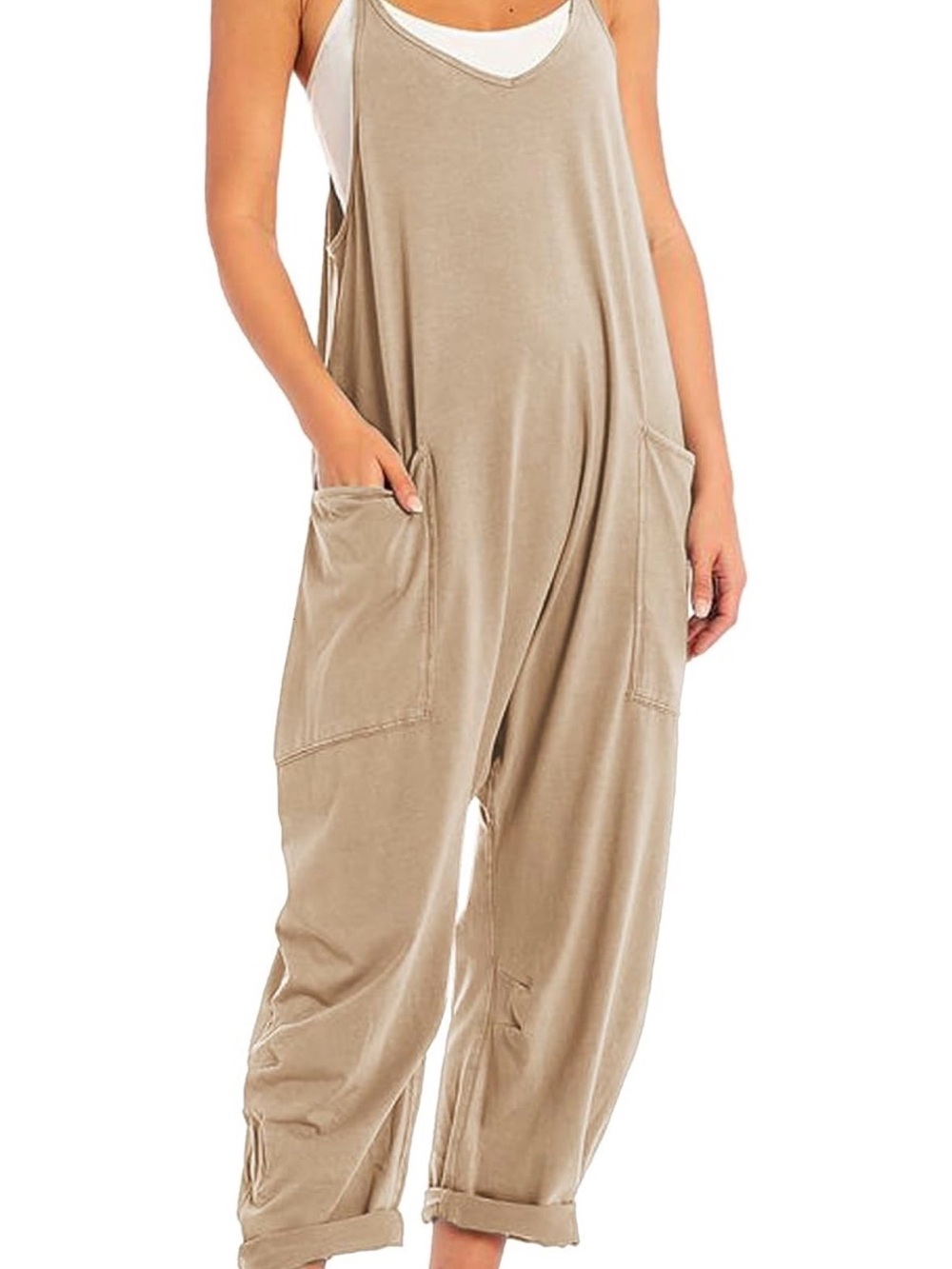 Relaxed Tan Women's Jumpsuit Overalls